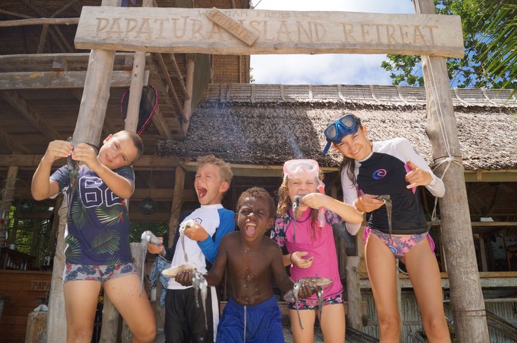 Kids on the beach at Papatura