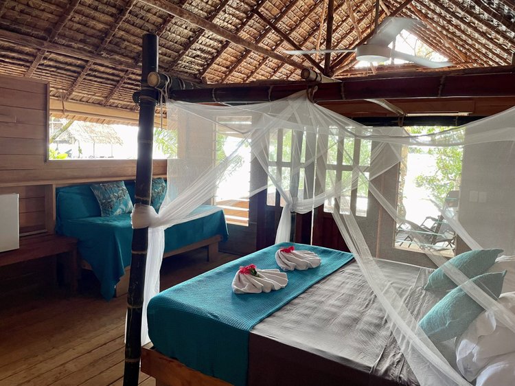 King bed inside the Love Nest Bungalow