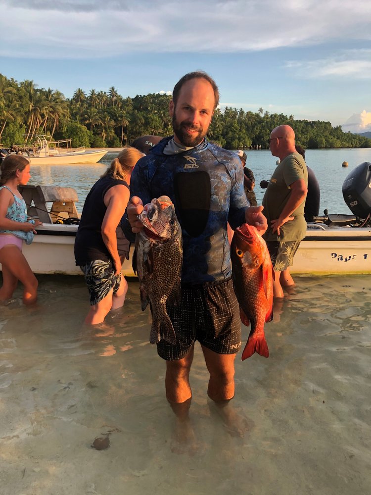 Spearfisher with a catch